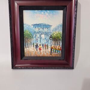 Vintage Signed Arc De Triomphe Original Paris City Scape 14" x 13"
